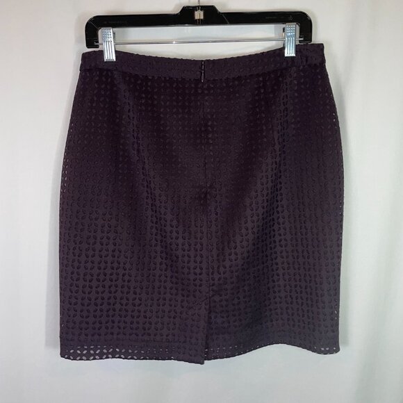 Banana Republic Pencil Mini Skirt Size 8 Purple Plum Laser Cut Lined Back Zip - Picture 4 of 11